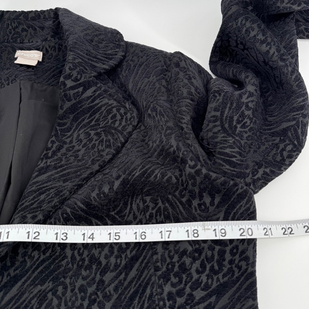 Chico's Black Velvet Animal Print Coat 1 M Whimsigoth Goth Witchy Dark Romantic - Picture 8 of 13